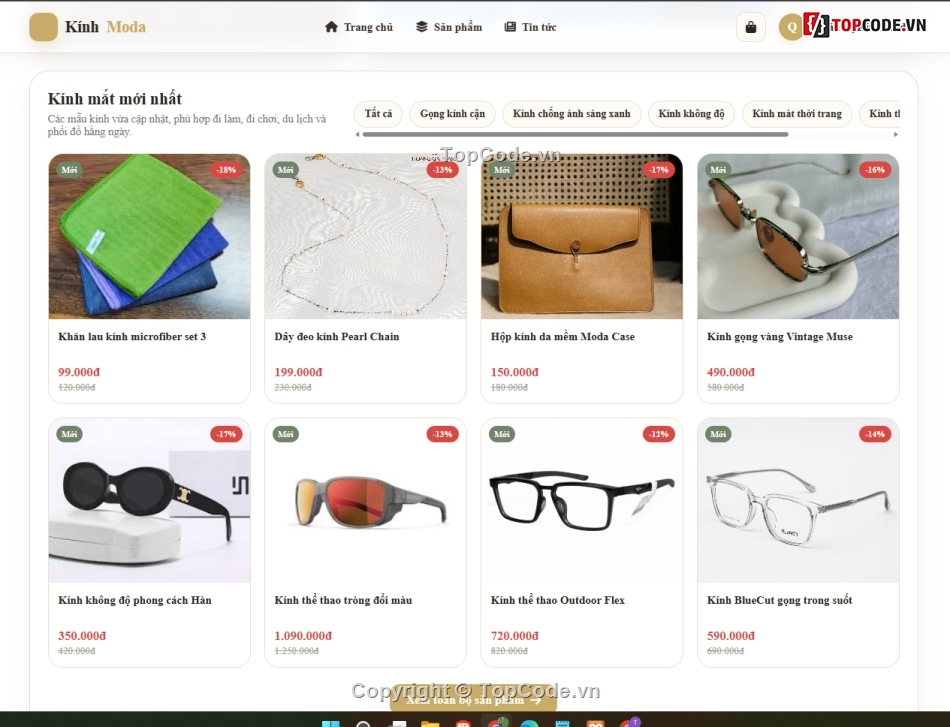 Web thời trang,bán kính,kính mắt